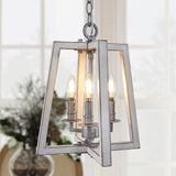 Progress Lighting Forrester 3-Light Antique White and Galvanized Farmhouse Lantern Medium Hanging Pendant Light