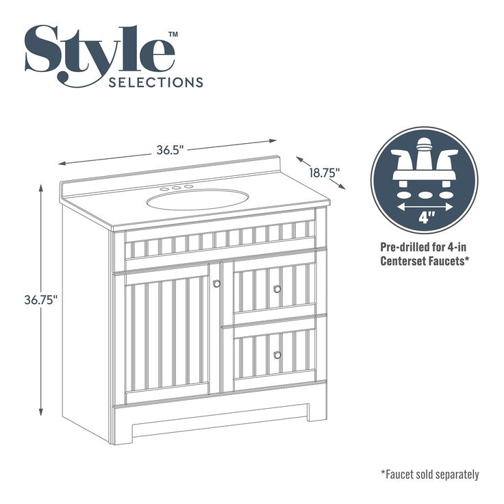 Style Selections Ellenbee 36.5-in White Single Sink Bathroom Vanity with White Cultured Marble Top