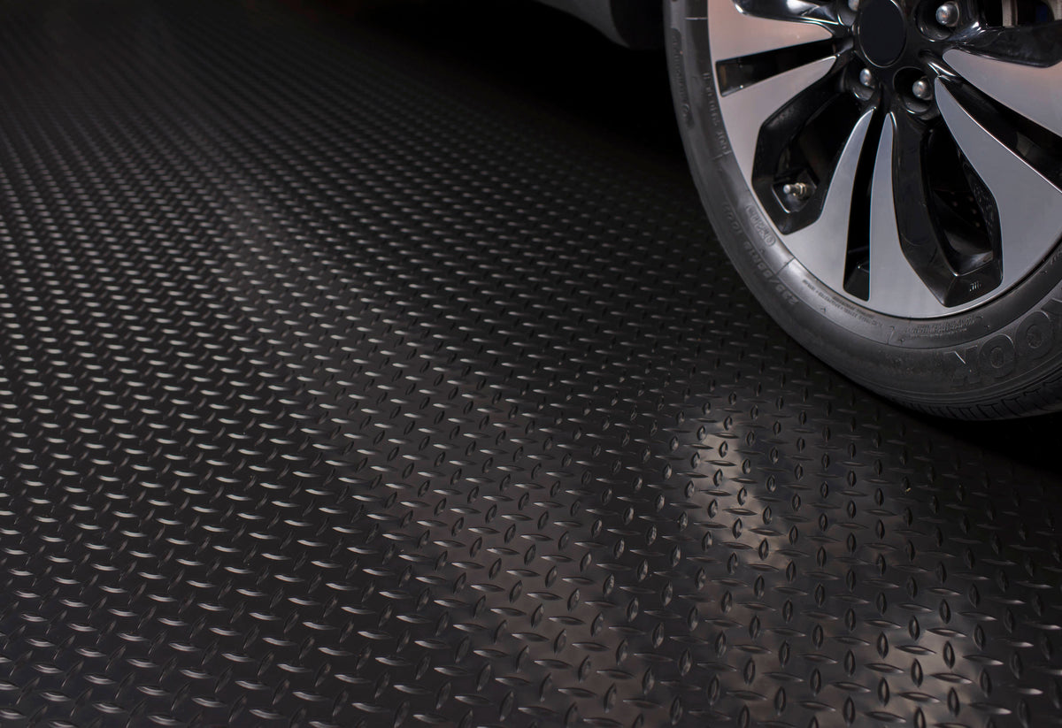 G-Floor Diamond Tread 8-1/2-ft x 22-ft Midnight Black Diamond Plate Garage Floor Roll, 75-mil PVC
