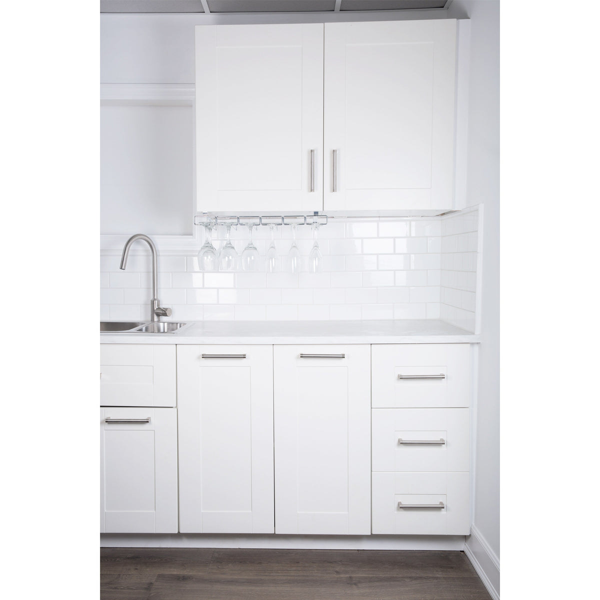 Kitchen Details Casual Chrome Metal China Cabinet with Wine Storage