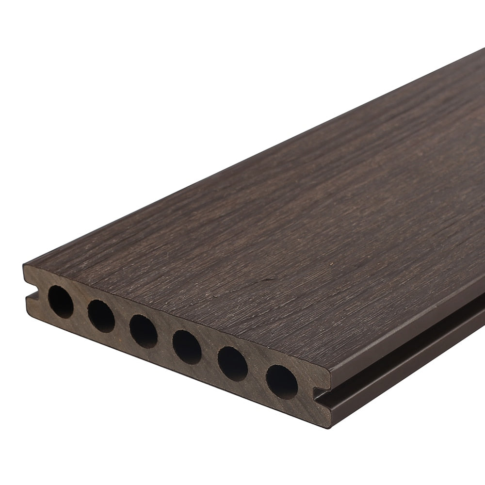 NewTechWood Voyager Hollow Board 1-in x 6-in x 8-ft Spanish Walnut Grooved Composite Deck Board (49-Pack)
