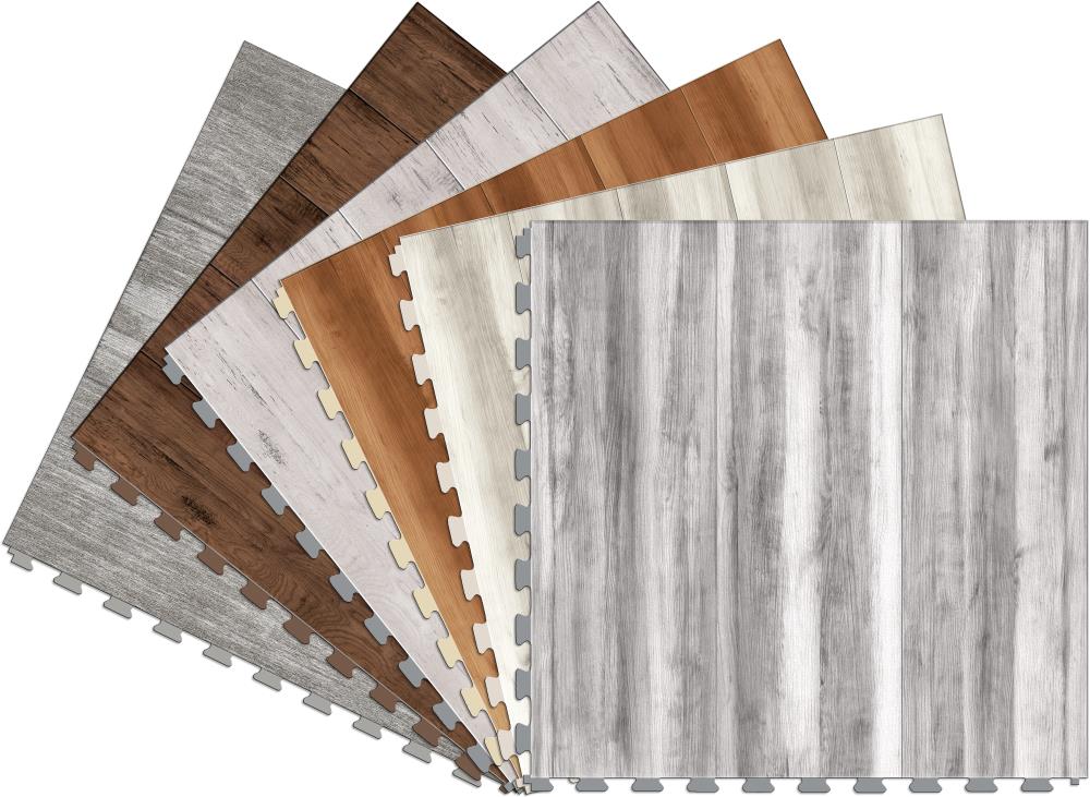 Perfection Floor Tile Sample — Coastal Collection Seaport/Satin Water-Resistant Wood-Look Interlocking Vinyl Tile, 20‑mil Wear Layer