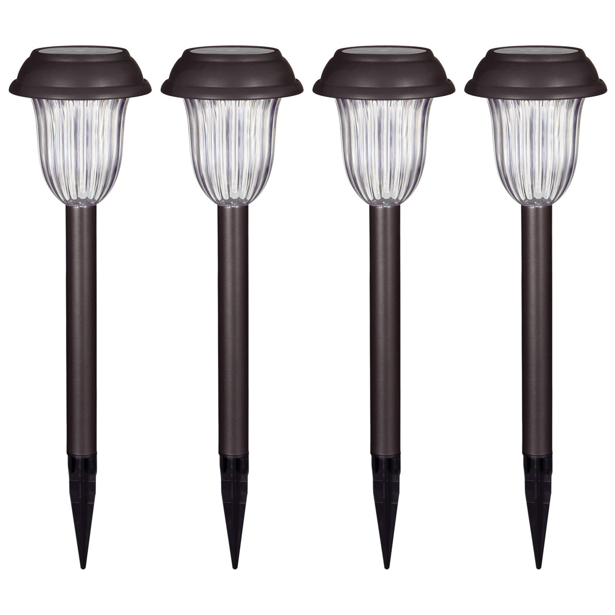 Portfolio 4-Pack 4Brighter (4.8-Lumen) Charcoal Brown Solar Integrated LED Path Light