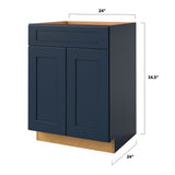 allen + roth Port 24-in W x 34.5-in H x 24-in D Navy 1-Drawer Base Fully Assembled Cabinet (Flat Panel Shaker Style)