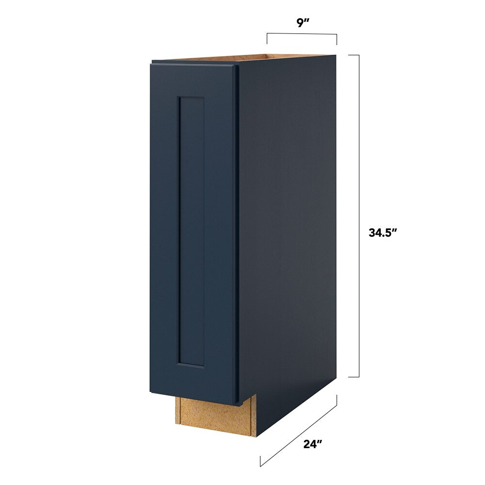 allen + roth Port 9-in W x 34.5-in H x 24-in D Navy Base Fully Assembled Cabinet (Flat Panel Shaker Door Style)