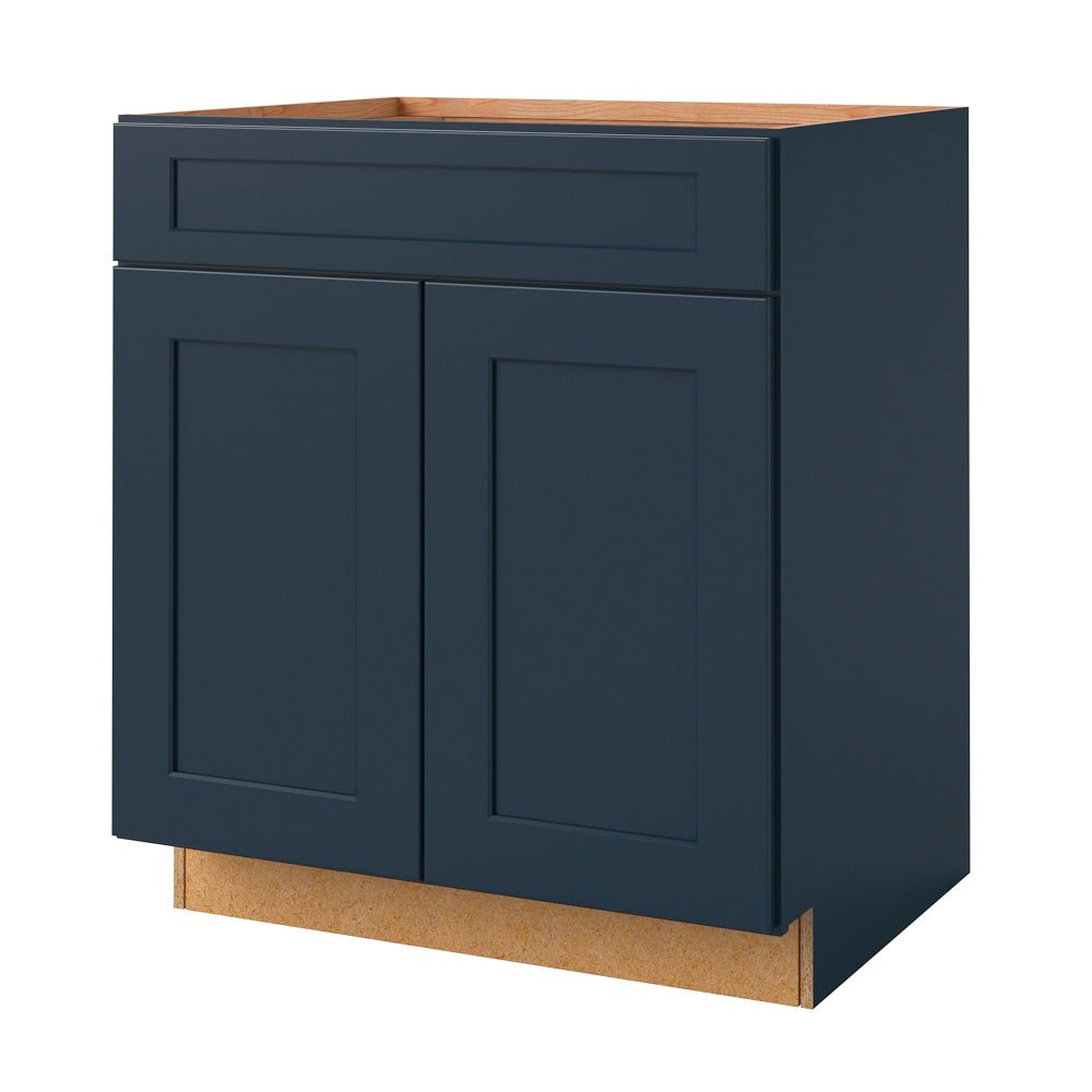 allen + roth Port 30-in W x 34.5-in H x 24-in D Navy 1-Drawer Base Fully Assembled Cabinet (Flat Panel Shaker Style)