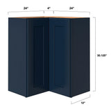 allen + roth Port 24-in W x 30.125-in H x 12-in D Navy Diagonal Corner Wall Fully Assembled Cabinet (Flat Panel Shaker Style)