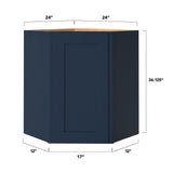 allen + roth Port 24-in W x 36.125-in H x 12-in D Navy Diagonal Corner Wall Fully Assembled Cabinet (Flat Panel Shaker Style)