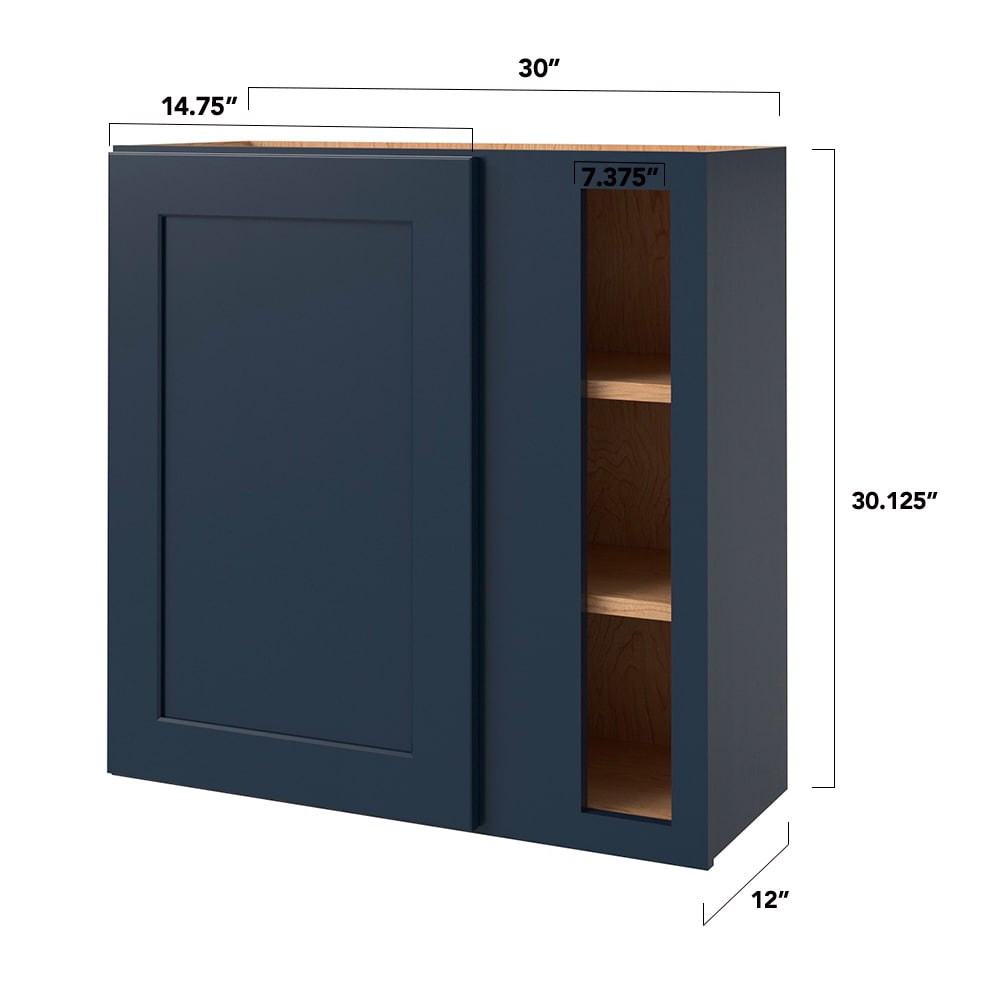 allen + roth Port 30-in W x 30.125-in H x 12-in D Navy Blind Corner Wall Fully Assembled Cabinet (Flat Panel Shaker Style)