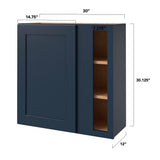 allen + roth Port 30-in W x 30.125-in H x 12-in D Navy Blind Corner Wall Fully Assembled Cabinet (Flat Panel Shaker Style)