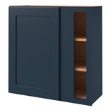 allen + roth Port 30-in W x 30.125-in H x 12-in D Navy Blind Corner Wall Fully Assembled Cabinet (Flat Panel Shaker Style)