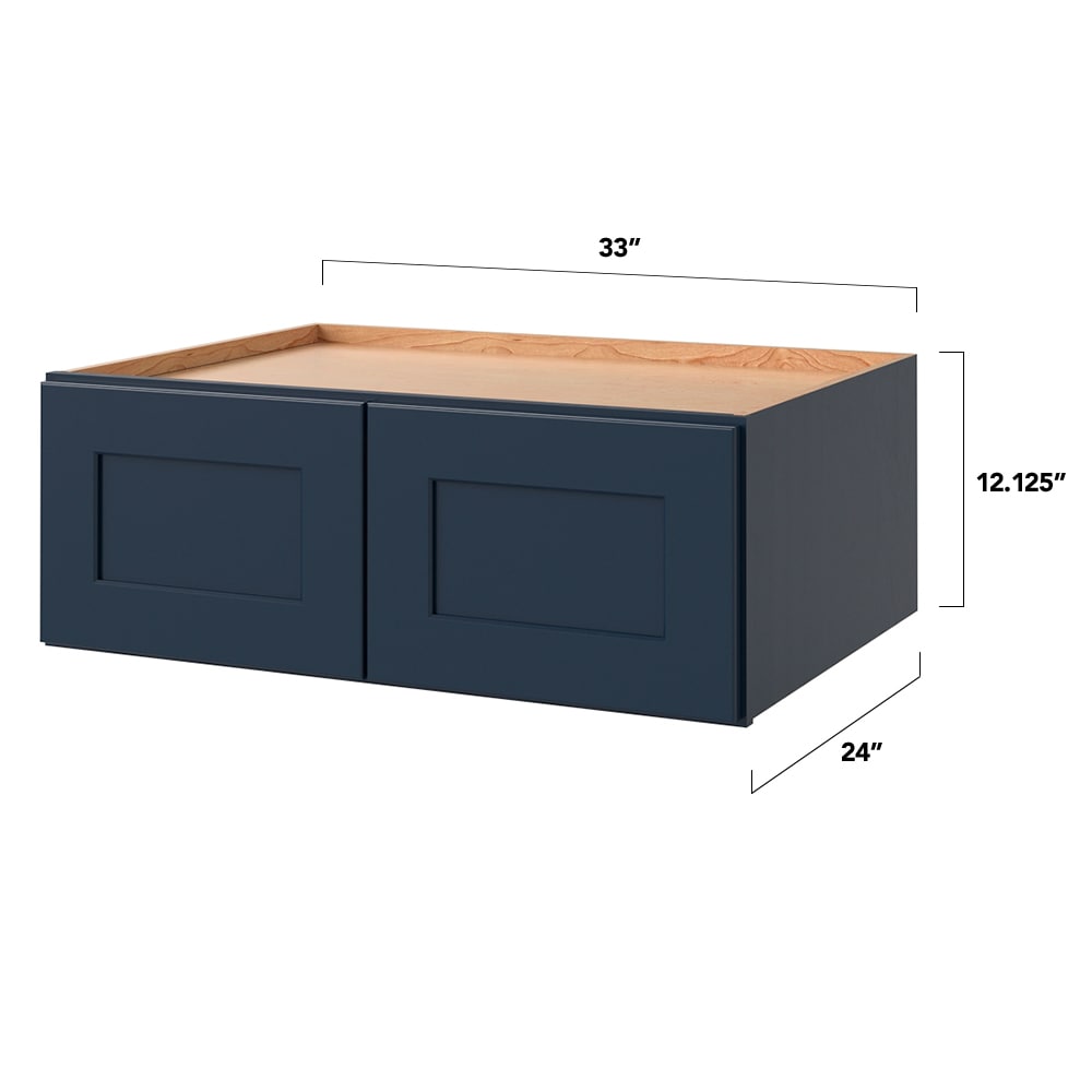 allen + roth Port 33-in W x 12.125-in H x 24-in D Navy Wall Fully Assembled Cabinet (Flat Panel Shaker Door Style)