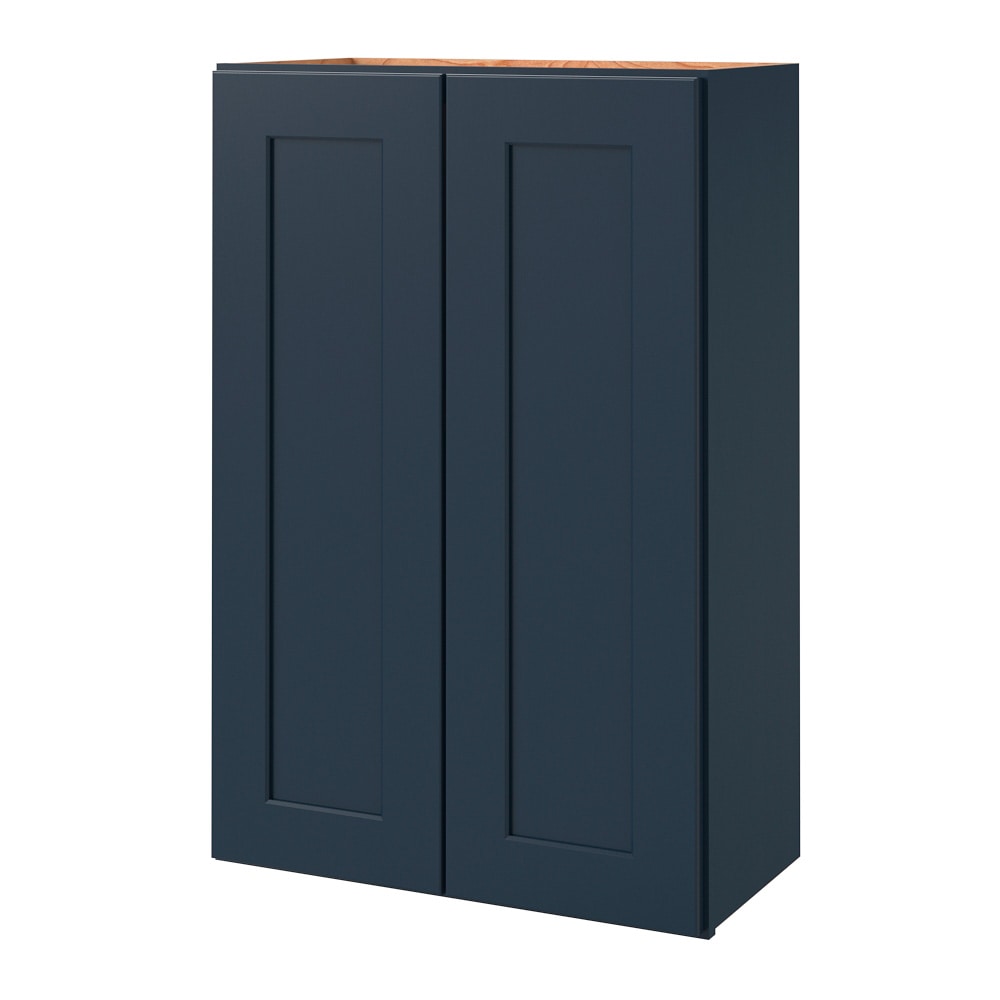 allen + roth Port 24-in W x 36.125-in H x 12-in D Navy Wall Fully Assembled Cabinet (Flat Panel Shaker Door Style)