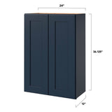 allen + roth Port 24-in W x 36.125-in H x 12-in D Navy Wall Fully Assembled Cabinet (Flat Panel Shaker Door Style)