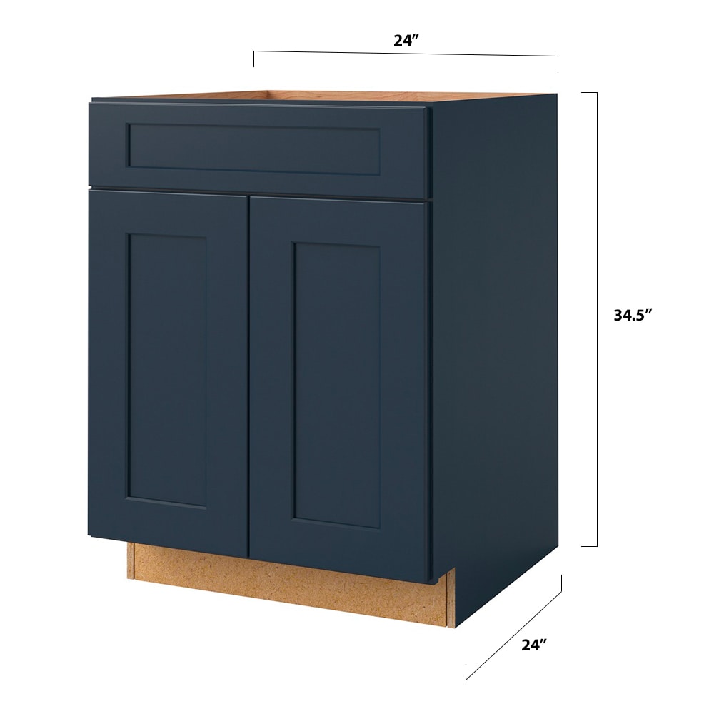 allen + roth Port 24-in W x 34.5-in H x 24-in D Navy Sink Base Fully Assembled Cabinet (Flat Panel Shaker Style)