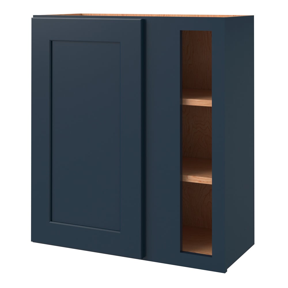 allen + roth Port 27-in W x 30.125-in H x 12-in D Navy Blind Corner Wall Fully Assembled Cabinet (Flat Panel Shaker Style)