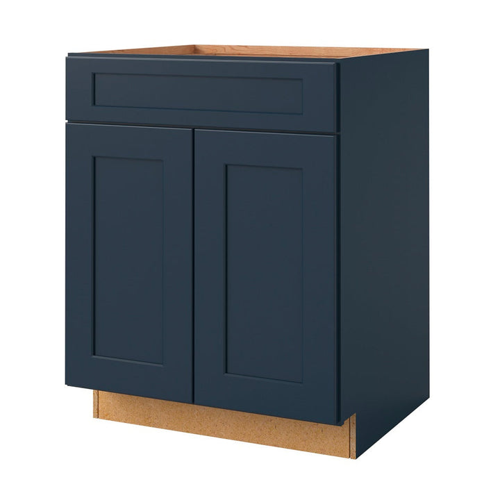allen + roth Port 27-in W x 34.5-in H x 24-in D Navy 1-Drawer Base Fully Assembled Cabinet (Flat Panel Shaker Style)