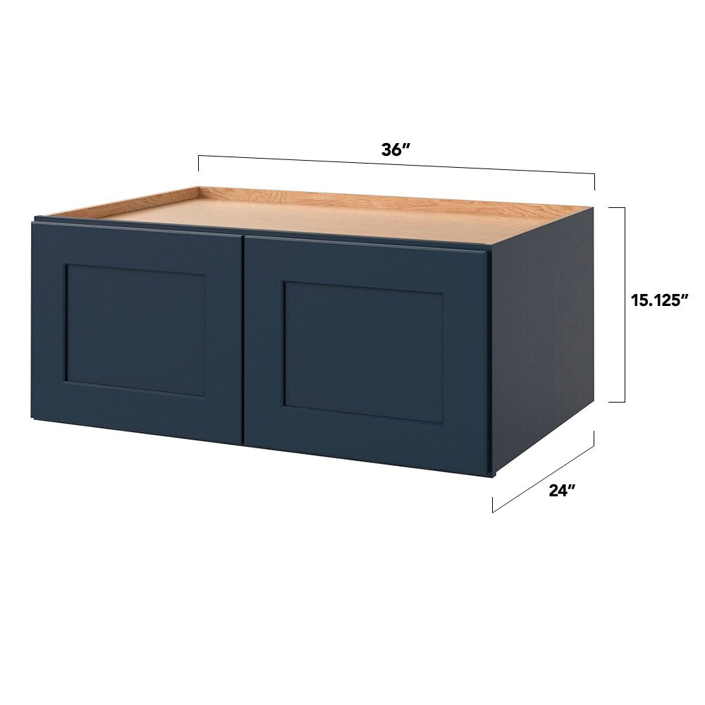 allen + roth Port 36-in W x 15.125-in H x 24-in D Navy Wall Fully Assembled Cabinet (Flat Panel Shaker Door Style)