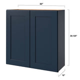 allen + roth Port 30-in W x 30.125-in H x 12-in D Navy Wall Fully Assembled Cabinet (Flat Panel Shaker Door Style)