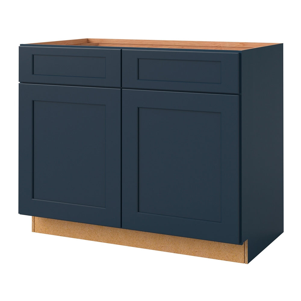 allen + roth Port 42-in W x 34.5-in H x 24-in D Navy Sink Base Fully Assembled Cabinet (Flat Panel Shaker Style)