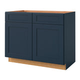 allen + roth Port 42-in W x 34.5-in H x 24-in D Navy Sink Base Fully Assembled Cabinet (Flat Panel Shaker Style)
