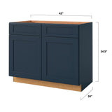 allen + roth Port 42-in W x 34.5-in H x 24-in D Navy Sink Base Fully Assembled Cabinet (Flat Panel Shaker Style)