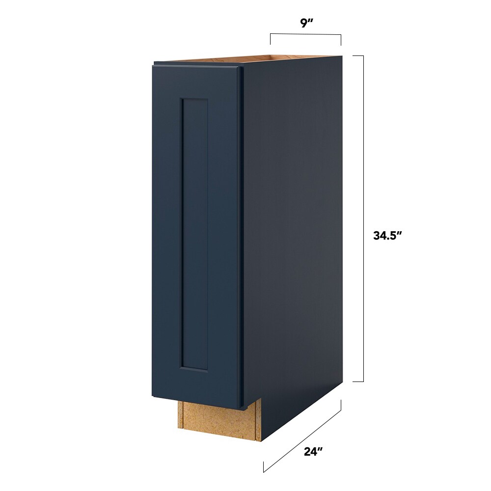 allen + roth Port 9-in W x 34.5-in H x 24-in D Navy Base Fully Assembled Cabinet (Flat Panel Square Door Style)