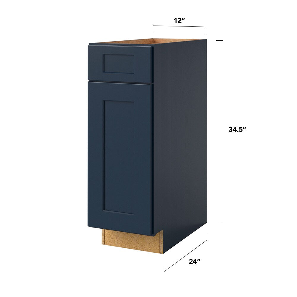allen + roth Port 12-in W x 34.5-in H x 24-in D Navy 1-Drawer Base Fully Assembled Cabinet (Flat Panel Shaker Style)