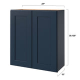 allen + roth Port 27-in W x 30.125-in H x 12-in D Navy Wall Fully Assembled Cabinet (Flat Panel Shaker Door Style)