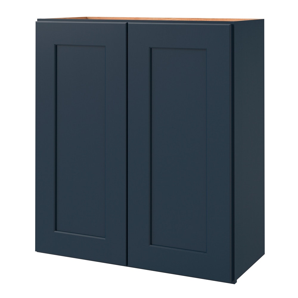 allen + roth Port 27-in W x 30.125-in H x 12-in D Navy Wall Fully Assembled Cabinet (Flat Panel Shaker Door Style)
