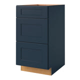 allen + roth Port 18-in W x 34.5-in H x 24-in D Navy 3-Drawer Base Fully Assembled Cabinet (Flat Panel Style)