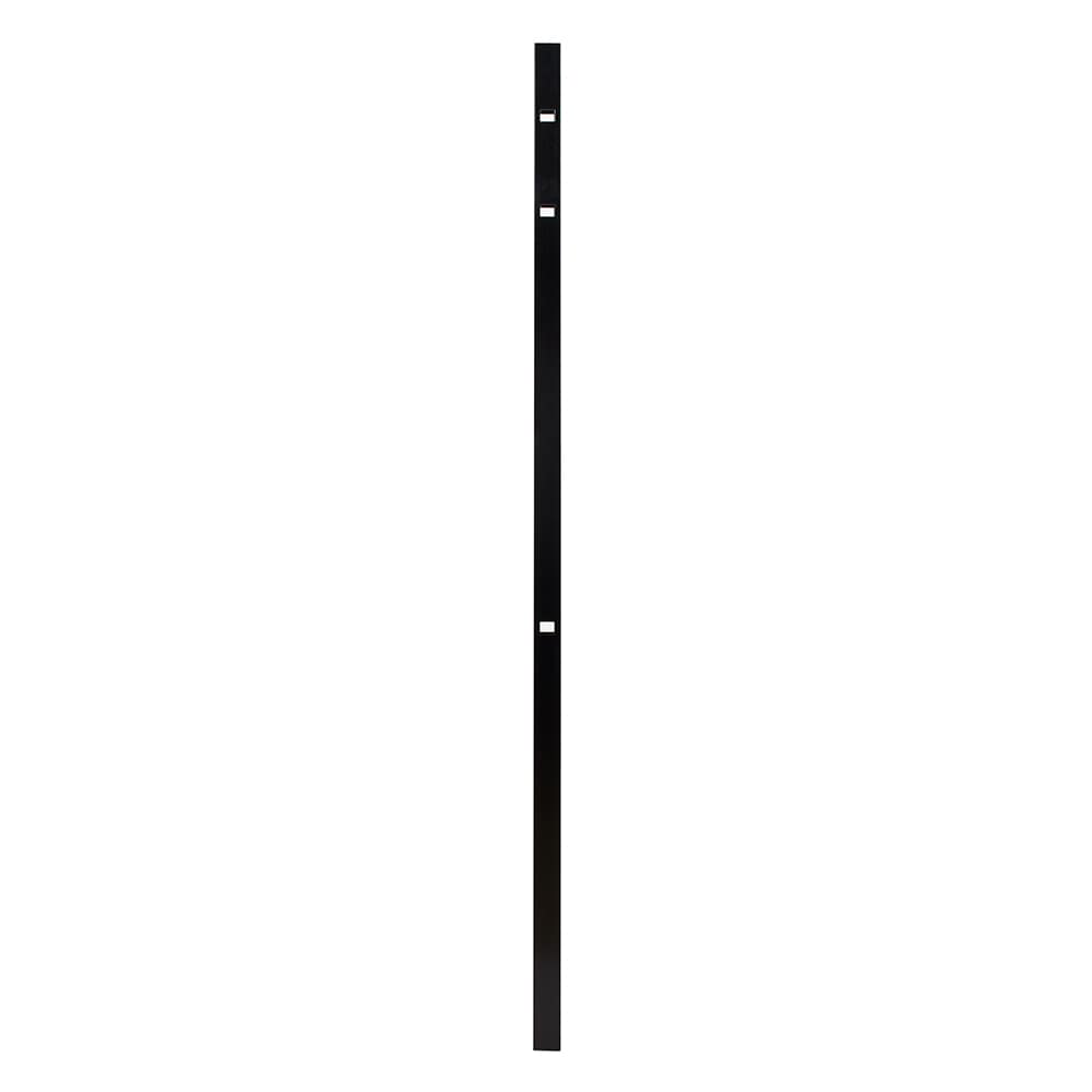 Fortress Building Products Athens 6-ft H x 2-in W Gloss Black Aluminum Spaced Picket Flat-top Privacy Line Fence Post