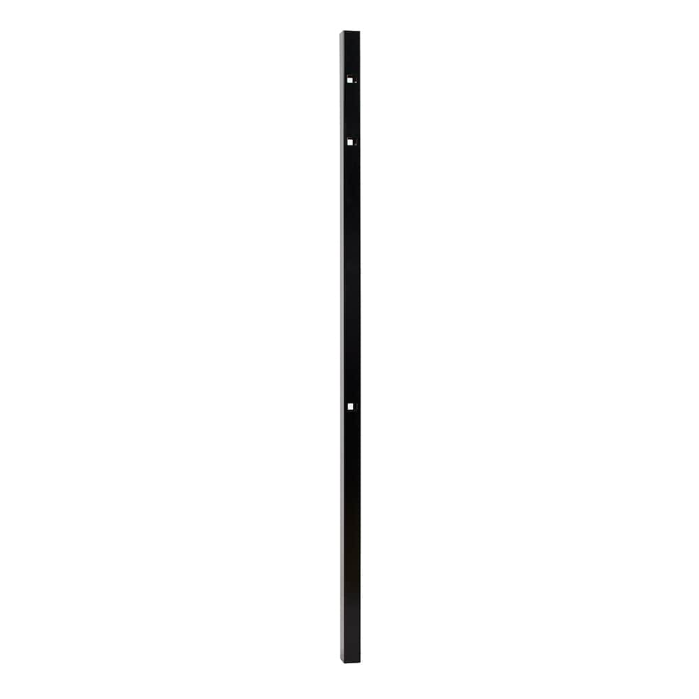 Fortress Building Products Athens 6-ft H x 2-in W Gloss Black Aluminum Spaced Picket Flat-top Privacy Line Fence Post