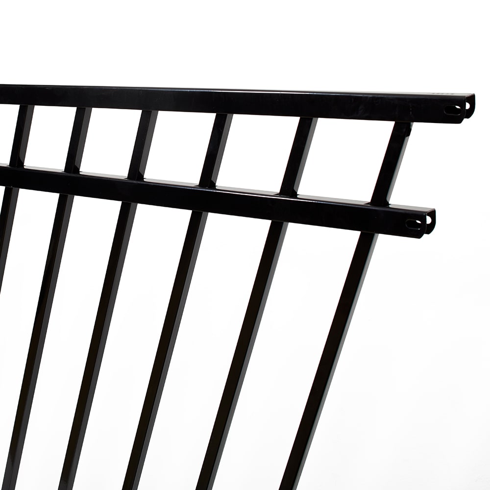 Fortress Building Products Versai 4-ft H x 8-ft W Gloss Black Steel Spaced Picket Flat-top Privacy Fence Panel