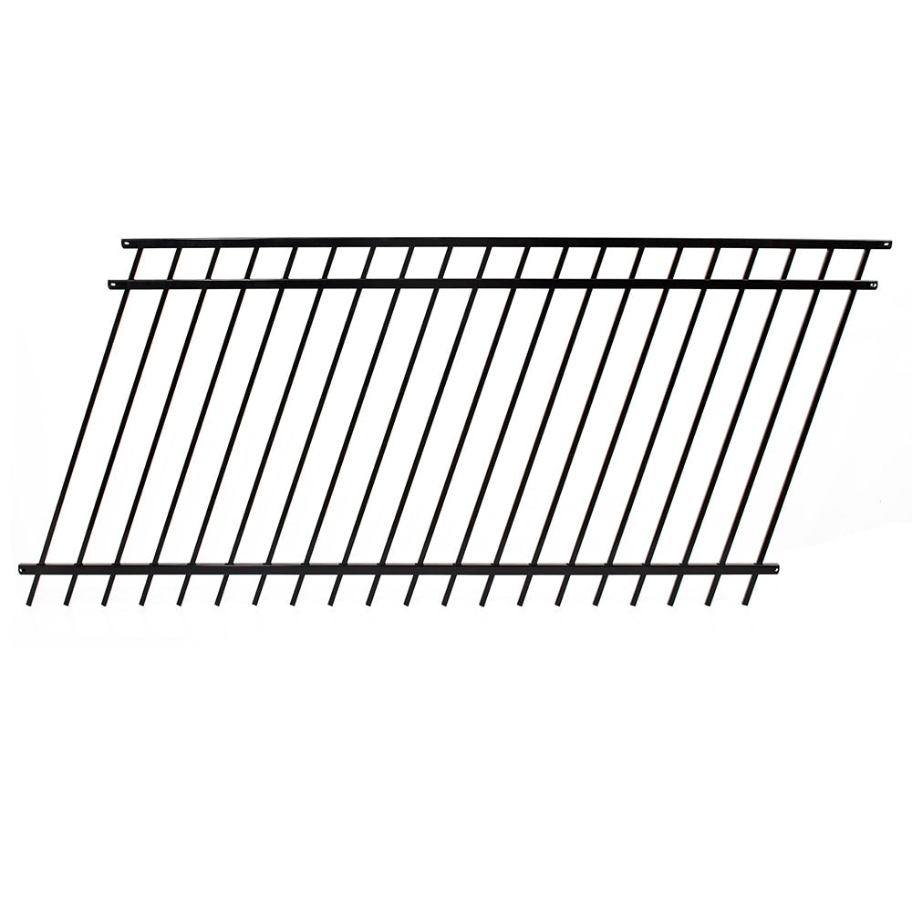 Fortress Building Products Versai 4-ft H x 8-ft W Gloss Black Steel Spaced Picket Flat-top Privacy Fence Panel