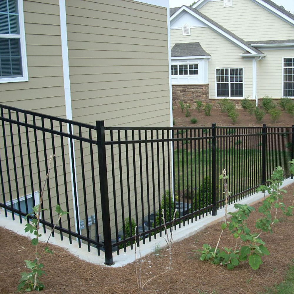 Fortress Building Products Versai 4-ft H x 8-ft W Gloss Black Steel Spaced Picket Flat-top Privacy Fence Panel