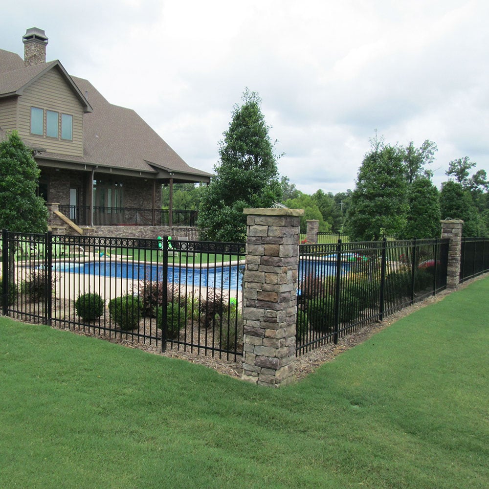 Fortress Building Products Versai 4-ft H x 8-ft W Gloss Black Steel Spaced Picket Flat-top Privacy Fence Panel