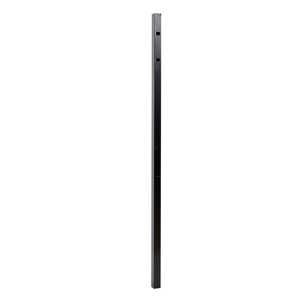 Fortress Building Products Athens 6-ft H x 2-in W Gloss Black Aluminum Spaced Picket Pressed-point Privacy End Fence Post