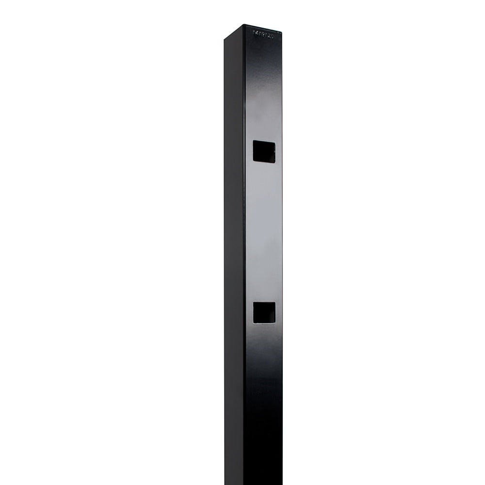 Fortress Building Products Athens 6-ft H x 2-in W Gloss Black Aluminum Spaced Picket Pressed-point Privacy End Fence Post