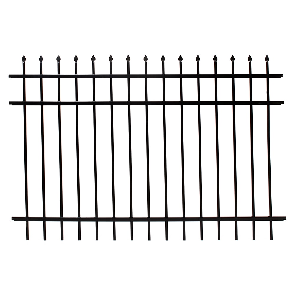 Fortress Building Products Athens 4-ft H x 6-ft W Gloss Black Aluminum Decorative Metal Pressed-point Privacy Fence Panel