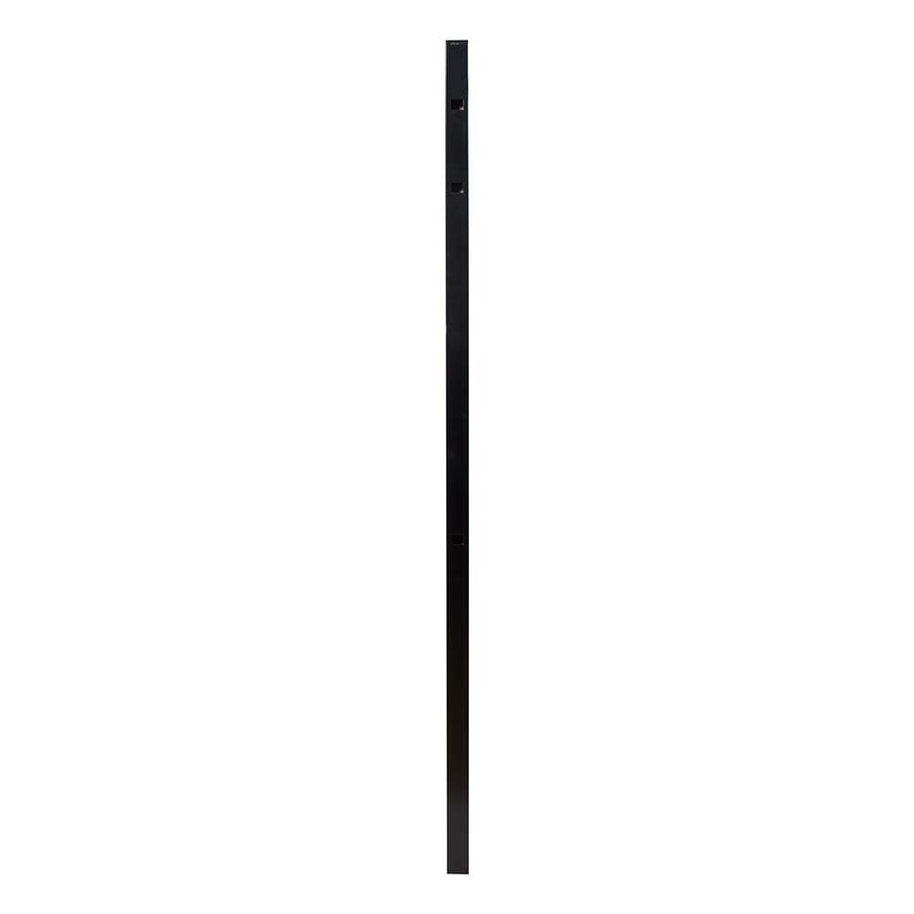 Fortress Building Products Athens 6-ft H x 2-in W Gloss Black Aluminum Spaced Picket Flat-top Privacy End Fence Post