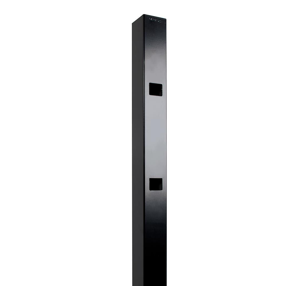 Fortress Building Products Athens 6-ft H x 2-in W Gloss Black Aluminum Spaced Picket Flat-top Privacy End Fence Post