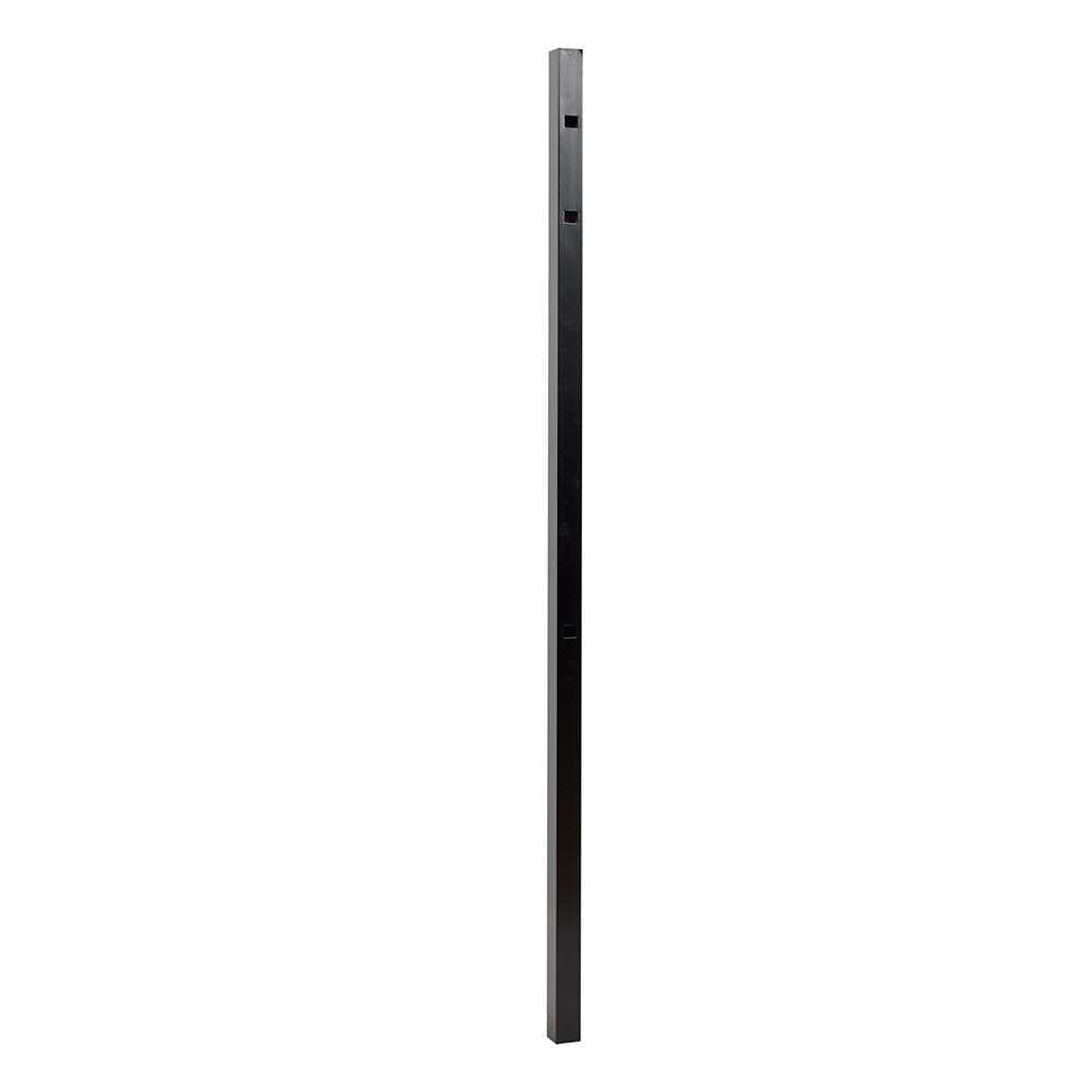 Fortress Building Products Athens 6-ft H x 2-in W Gloss Black Aluminum Spaced Picket Flat-top Privacy End Fence Post