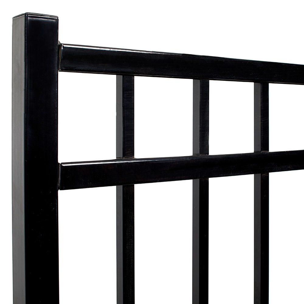 Fortress Building Products Versai 5-ft H x 5-ft W Gloss Black Powder-coated Galvanized Steel Spaced Picket Flat-top Privacy Walk-thru Fence Gate