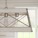 Progress Lighting Bradberry 5-Light Antique White and Galvanized Farmhouse Linear Large Hanging Kitchen Island Light