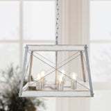 Progress Lighting Bradberry 5-Light Antique White and Galvanized Farmhouse Square Medium Hanging Pendant Light