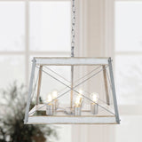 Progress Lighting Bradberry 5-Light Antique White with Galvanized Accents Farmhouse Lantern Pendant Light, 18.12-in