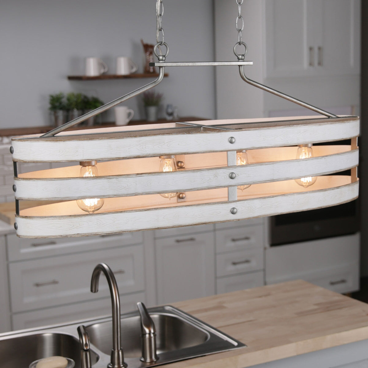 Progress Lighting Gulliver 4-Light White Coastal Chandelier