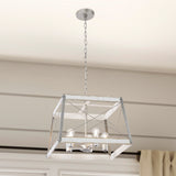 Progress Lighting Bradberry 5-Light Antique White and Galvanized Farmhouse Square Medium Hanging Pendant Light