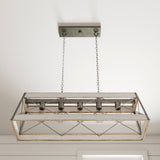 Progress Lighting Bradberry 5-Light Antique White and Galvanized Farmhouse Linear Large Hanging Kitchen Island Light